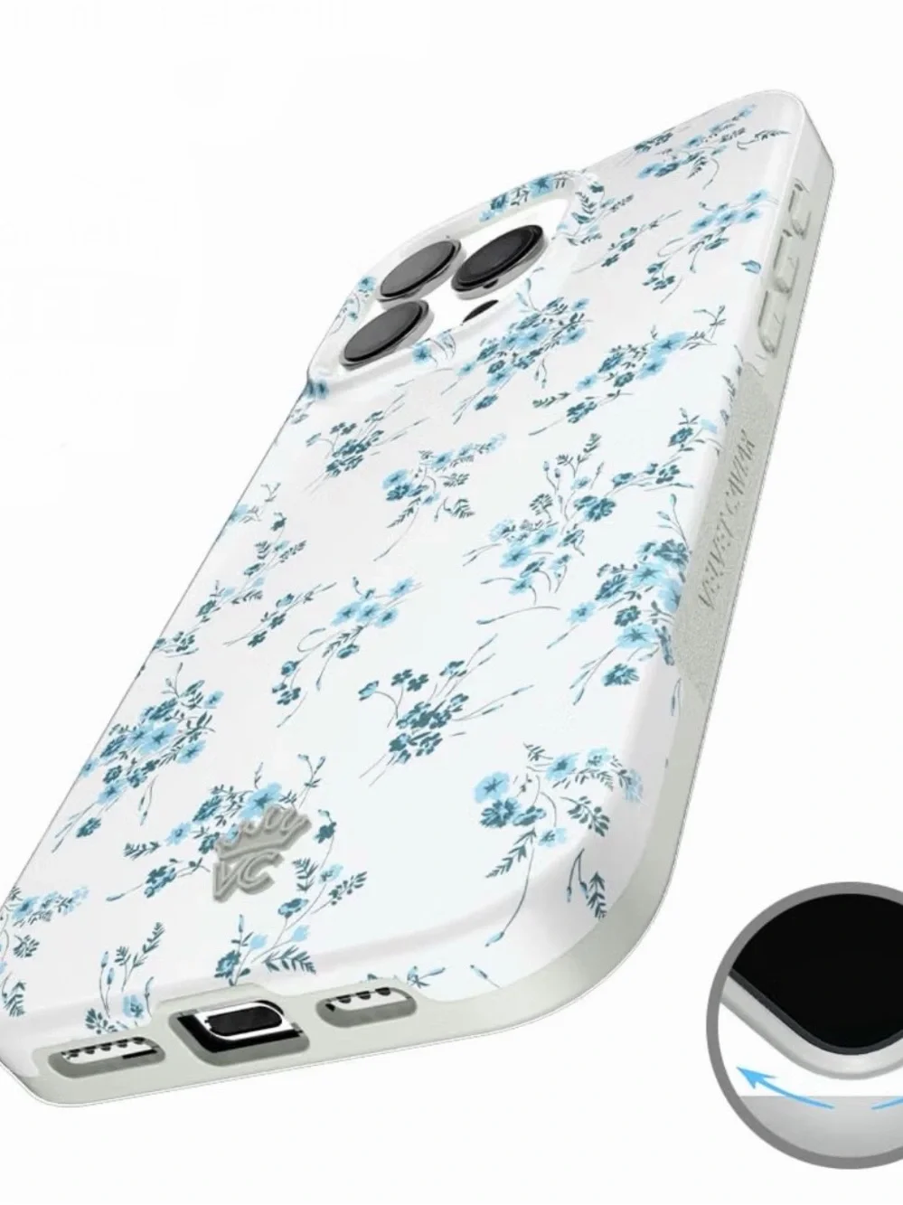VELVET CAVIAR French Blue Floral Print Phone Case